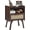 Walnut, variant on Rattan Nightstand, Side Table with Drawer Open Shelf, Cane Accent Bedside End Table with Solid Wood Legs, Mid Century Modern Night Stand for Bedroom, Dorm and Small Spaces