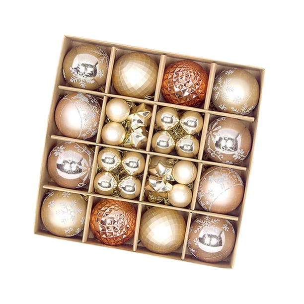 44 Piezas Bolas de Navidad Adornos Decoración de de Navidad Decoración Colgante de de Navidad Surtido de Adornos Brillantes para año Nuevo Dorado champagne