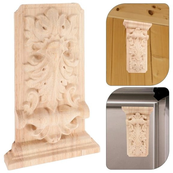 OUNONA European Style Wood Carved Onlay Applique Frame Wood Corner Trim Millwork Corbel Bracket for Restaurant Decor Door Corner Cabinet Home Furniture