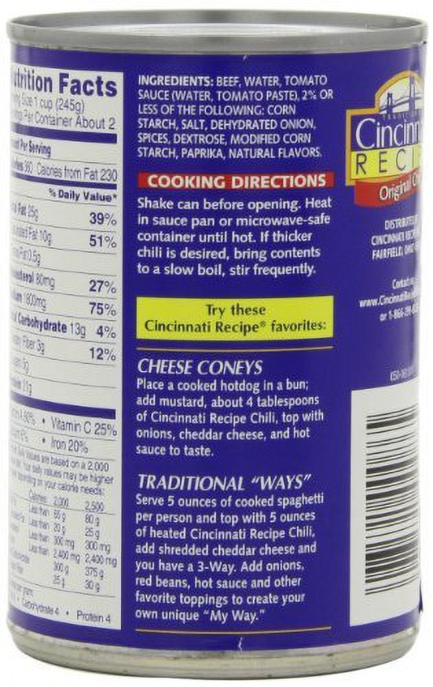 Cincinnati Recipe Chili with Meat, 15-Ounce (Pack of 6) Home Grocery Product