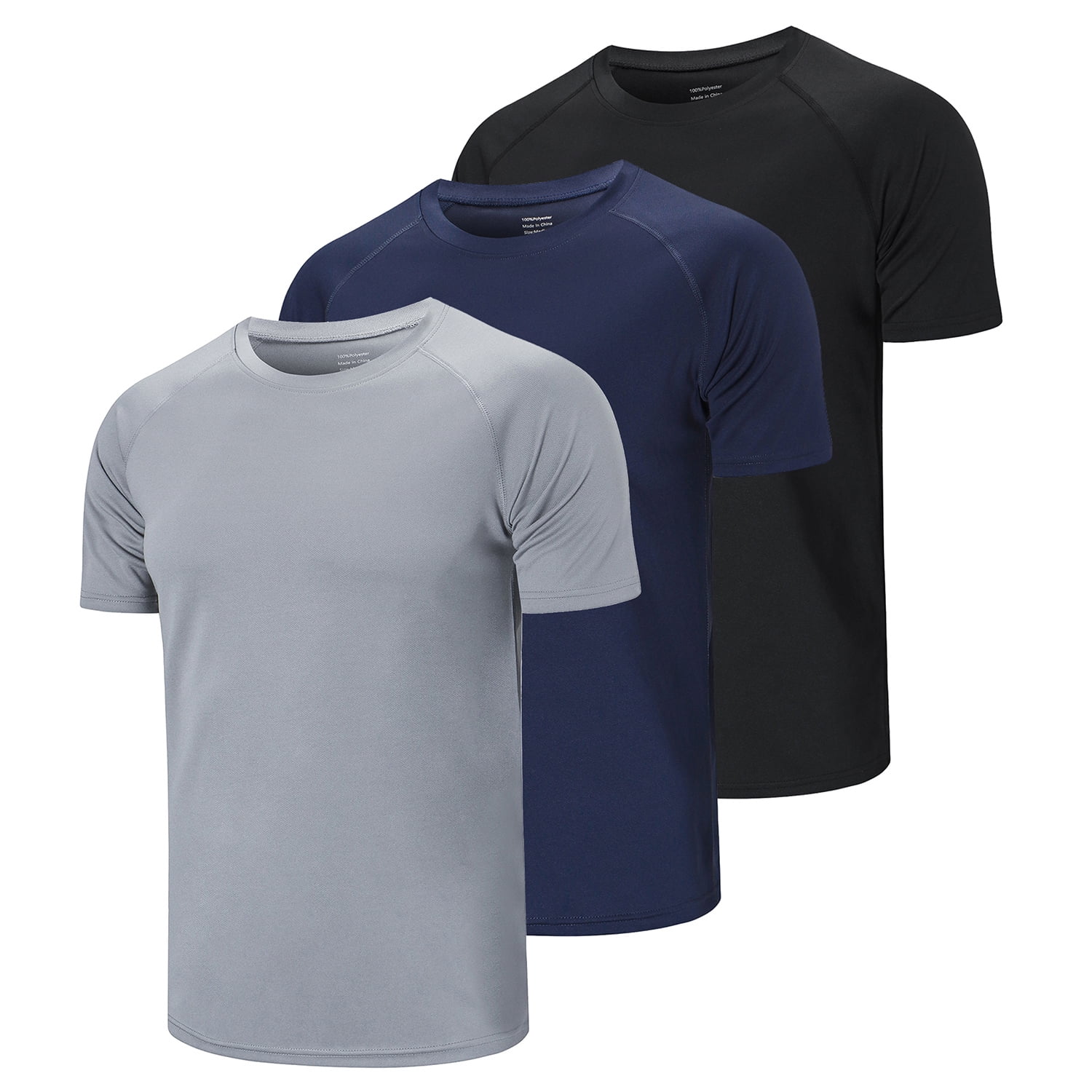 ZENGVEE Workout Shirts for Men, 3 Pack Mens Crew Neck Casual Gym Shirts ...