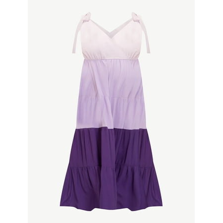 ELOQUII Elements Women's Plus Size Coloblocked Tiered Maxi Dress