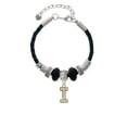 thumbnail image 2 of Delight Jewelry Goldtone Crystal Initial - I - Sister Celtic Knot Leather Bead Bracelet, 7"+2" Extender, 2 of 4