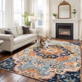 thumbnail image 2 of Area Rug 5'x7', Blue Non-slip Runner Rug Carpet for Bedside, Ethnic Middle Century Geometric Abstract Western Washable Outdoor Indoor Area Rugs Mat for Entryway/Living Room/Bedroom/Kitchen/Office, 2 of 9