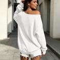 thumbnail image 3 of ZGRBOU Womens Off Shoulder Sweatshirts Oversized Long Sleeve Pullover Fall Asymmetric Neck Drop Shoulder Tops, 3 of 7