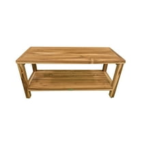 EcoDecors® Eleganto® 36" Teak Wood Shower Bench with Shelf in EarthyTeak® Finish