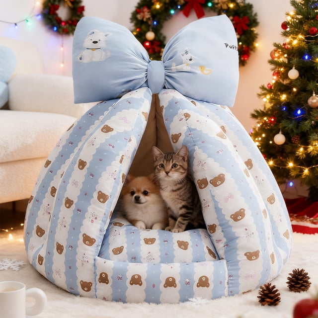Dpityserensio Bow-knot Pumpkin Pet Bed Suitable For All Seasons Removable And Washable