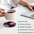 thumbnail image 3 of Pink Rose Coasters Set of 4, Absorbent Coasters for Drinks, Vintage Abstract Garden Flower Floral Black Coaster for Desk Coffee Table Protection, Home Decor House Warming Gifts 4", 3 of 8