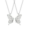 thumbnail image 2 of harmtty 2Pcs/Set Friendship Necklace Meaningful Bright Luster All Match Adjustable Extension Chain Decoration Gift Best Friend BFF Sister Butterfly Pendant Necklace for Anniversary, 2 of 8