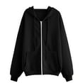 thumbnail image 6 of Clothing 2025 Women Hoodies Womens Casual Solid Long Sleeve Zipper Hooded Coat Pocket Sweatshirt Tops, 6 of 7