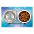 thumbnail image 1 of World Map Pet Mat for Food and Water, Bokeh Style Dots with Futuristic Global Connection Theme Modern, Non-Slip Rubber Mat for Dogs and Cats, 18" X 12", by Ambesonne, 1 of 2