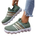 thumbnail image 2 of Domuza Women's Colorful Stripe Knit Slip-On Sneakers, Lightweight Breathable Comfort Walking Shoes, Casual Non-Slip Footwear for All-Day Wear Green 7（EU-38）, 2 of 5