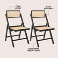 thumbnail image 2 of JONATHAN Y Theo Mid-Century Vintage Wood Rattan Folding Chair with Adjustable Back, Black (Set of 2), FLD1000C-SET2, 2 of 6