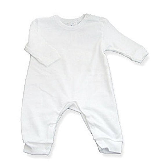Baby Jay 100% Cotton Long Sleeve Long Legs Jumpsuit Romper Snap Crotch (18-24 Months, White)