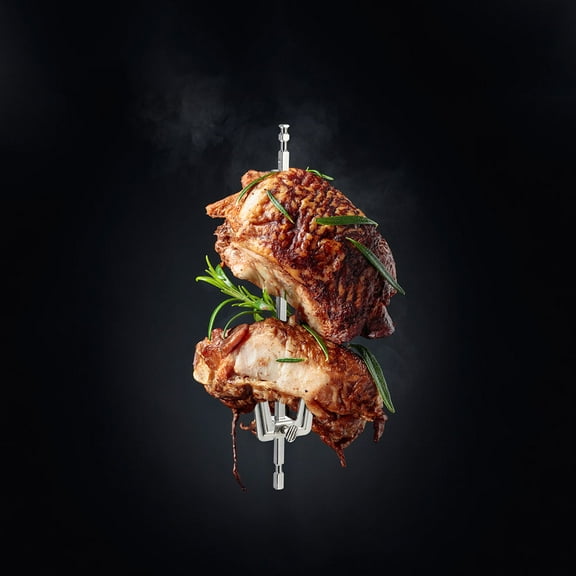 MLINS  2 Pcs Rotisserie Oven Accessories Steel Grill Barbecue Fork Silver