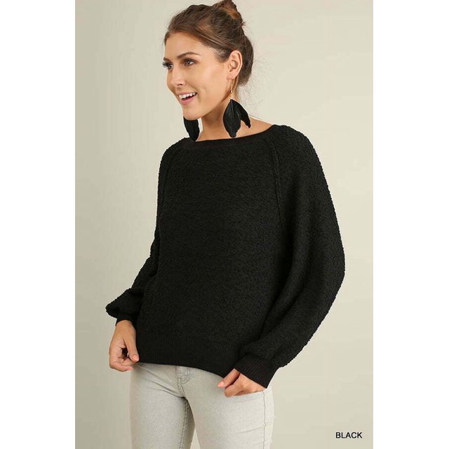 Chandail Col Bateau Manches Bouffantes - Moka, S