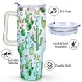 thumbnail image 3 of 40oz Watercolor Cactus Succulents Stainless Steel Flip Straw Tumbler Spill Proof Travel Cup Double Wall Vacuum Insulated Coffee Mug with Top Handle, 3 of 6