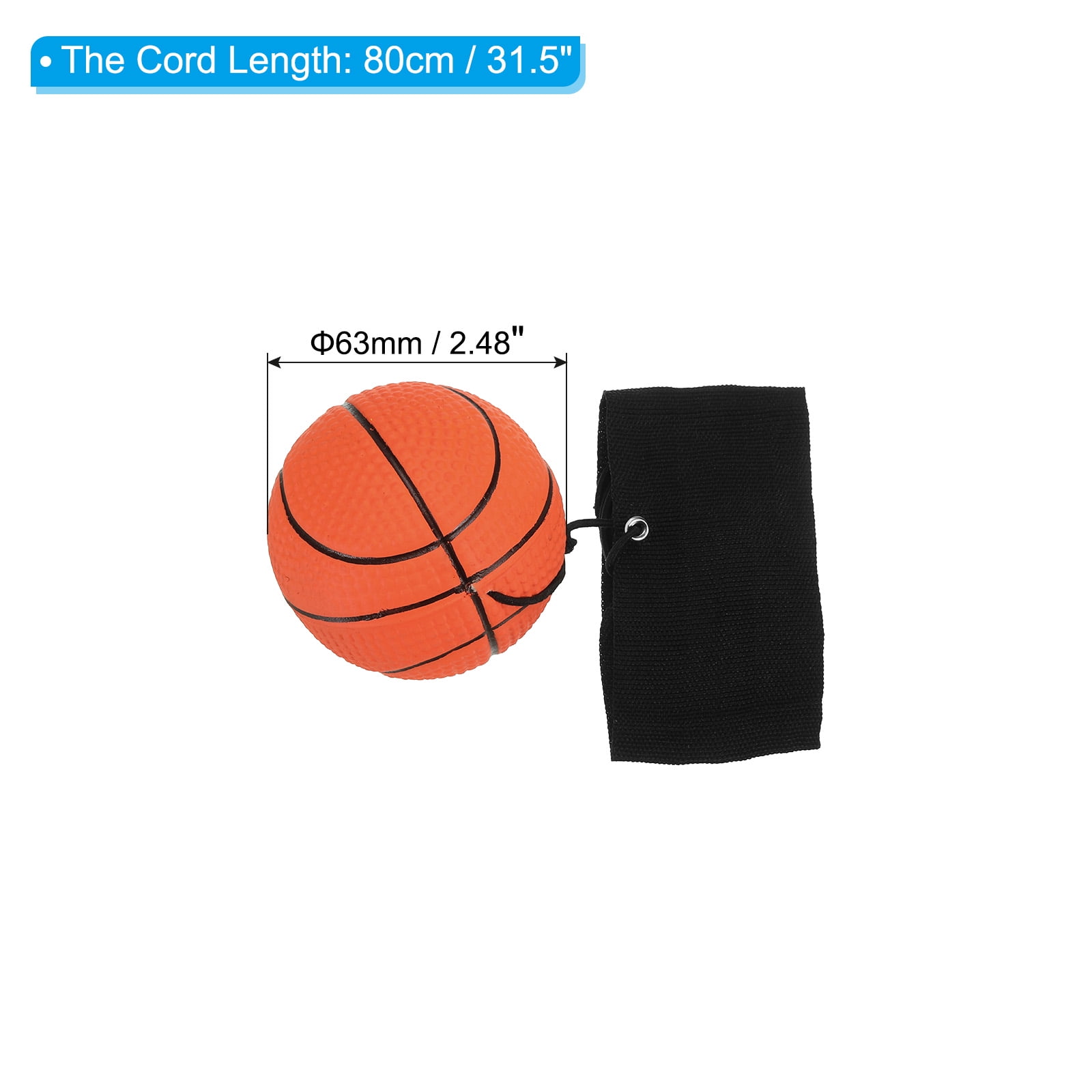 Uxcell 2.5 Inch Sports Wrist Ball, 12Pcs Basketball Rubber Rebound Wristband Wrist Return Ball Sport on A String for Exercise Play, Fluorescent Orange