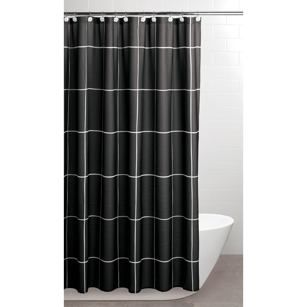Sparrowhawk Brandon Twill Black/White 71" x 96" ExraLong Shower