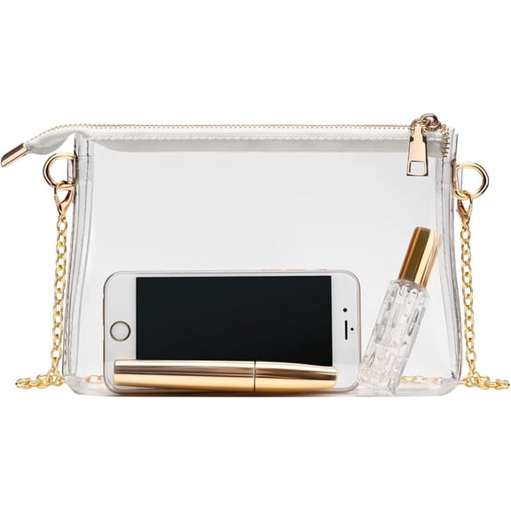 Clear Purse for Women - Stadium Approved Small Crossbody Bag with Zipper, Clear Stadium Bag for Concerts, Sports