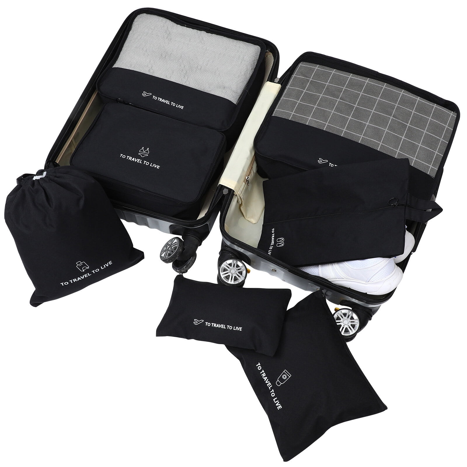 ETEREAUTY Packing Cubes Black Travel Storage Bags for Suitcase Organizers