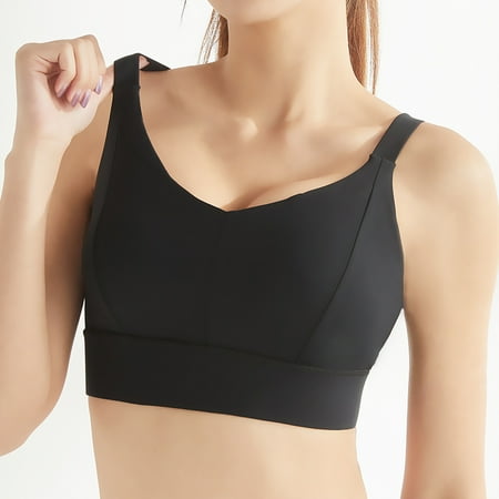Sports Bras Plus Size Yoga Bra Push Up Gym Tops Sport Bras Women Fitness Top Full Support High Impact Wireless Adjustable Bra (WX089 black XL)