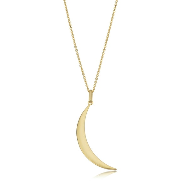 KoolJewelry 14k Yellow Gold Crescent Moon Pendant Cable Chain Necklace (18 inch)