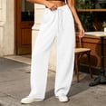 thumbnail image 4 of Inleife Women's High Waist Drawstring Wide Leg Sweatpants, Loose Fit Curved Cut Lounge Pants, Solid Color Casual Trousers with Pockets, 4 of 6