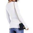 thumbnail image 5 of Fantaslook Fitted Long Sleeve Shirts for Women Stretch Casual Basic Tops Crewneck Ribbed Tees Shirts, 5 of 9