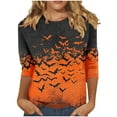 thumbnail image 2 of Wensltd Womens Casual Halloween 3/4 Sleeve Crew Neck Tee Shirts Leopard Pumpkin Shirts Fall Tops, 2 of 5