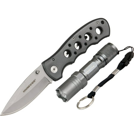 Humvee CP-3GRY Utility Knife/Led Light Folding Knife/LED Light Combo 4 1/2
