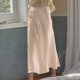 thumbnail image 2 of Gibobby faldas para mujer invierno con cintura elástica oculta de cintura alta de satén para mujer(Beige, L), 2 of 4