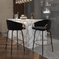 thumbnail image 2 of Contemporary Velvet and Metal 26" Counter Stool Set of 2 Black and Gold, 2 of 5
