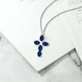 thumbnail image 4 of Gem Stone King 925 Sterling Silver Blue Created Sapphire Cross Pendant Necklace for Women (3.40 Cttw, Gemstone September Birthstone, Oval 6X4MM, With 18 inch Silver Chain), 4 of 4