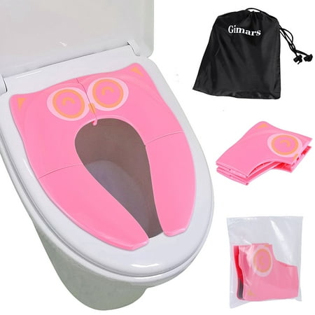 Gimars Baby Toddler Potty Training Seat Cover Liners Non-slip Silicone Pads Portable Folding Reusable Lightweight Toilet Seat with Carry Bag for Babies, Toddlers Children Kids Boys Girls,