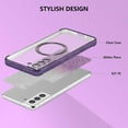 thumbnail image 2 of Clear Magnetic Case for Samsung Galaxy S21 FE 5G with Gradient Glitter Peice(2 in 1), Luxury Plating Cute Transparent Bling Sparke Case for Women Girls,Shockproof TPU Protector Cover-Purple, 2 of 15