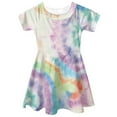 thumbnail image 3 of Suhoaziia Rainbow Tie Dye Skater Dress for Girls A Line Skater Casual Twirly Dress Softness Girls Beach Dress,Softness Aesthetic Swing Twirl Skater Dress Size 7-8 Years, 3 of 5