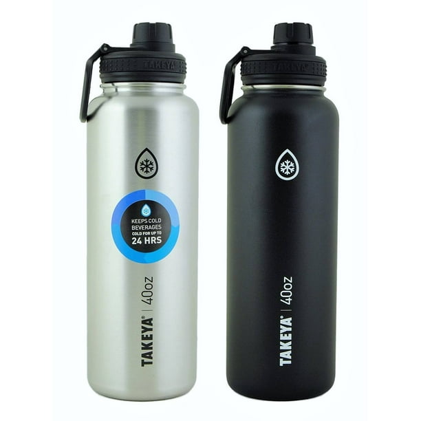 Takeya ThermoFlask 40oz Insulated Stainless Steel Water Bottle, Steel