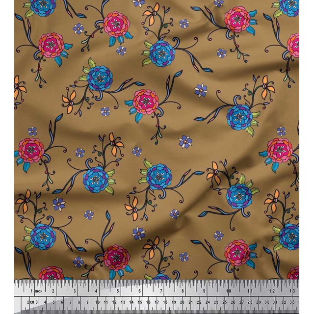 Soimoi Toile Imprimée Florale en Coton 1 Yard 42 Inch Wide