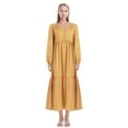 thumbnail image 6 of Aosijia Summer Maxi Dresses for Women Casual Button Up Long Puff Sleeve V Neck Long Dress Casual Loose Tiered Shirt Dresses, 6 of 7