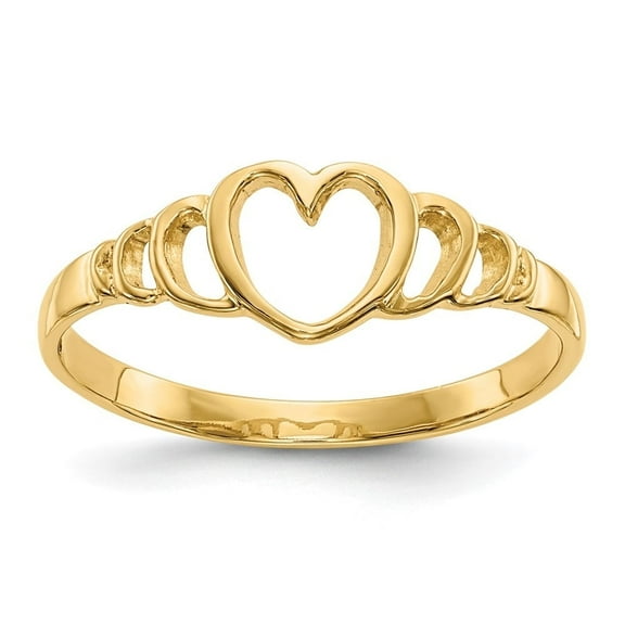 Auriga Fine Jewelry 10K Yellow Gold Heart Ring Size 4.5 Valentine's Day Gift for Women