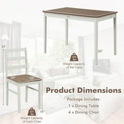 Costway 5-Piece Dining Set Solid Wood Kitchen Furniture with Rectangular Table & 4 Chairs