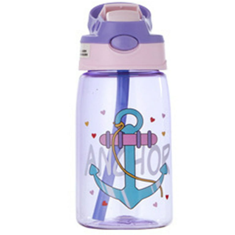 Children's Water Cup Cute Water bottle Leak-Proof Design Bottle for School  Kids Boys Girls 480ml Purple Anchor 