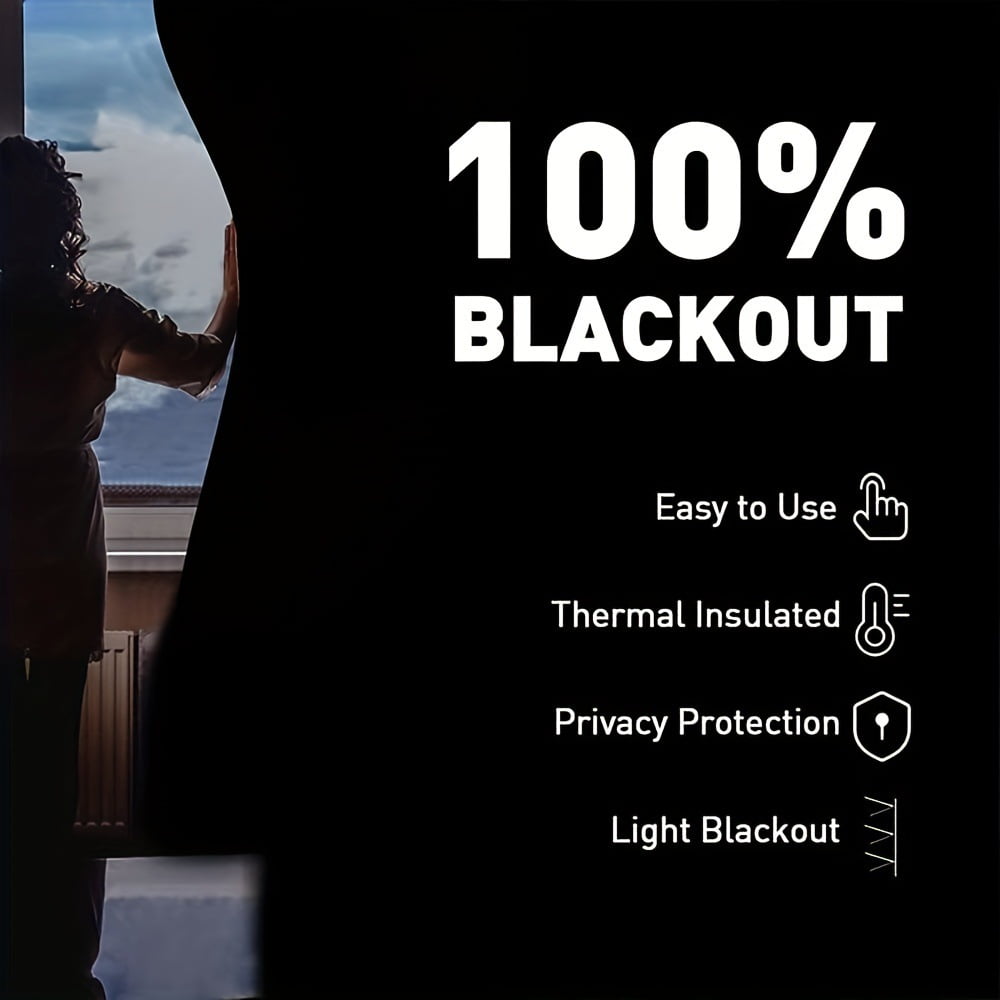 Portable Blackout Curtains, Portable DIY Blinds, No Drill Travel Blackout Blinds Sunblock Window Cover Black Out Curtains, for Baby Nursery, Travel, Dorm Room (158" x 39")