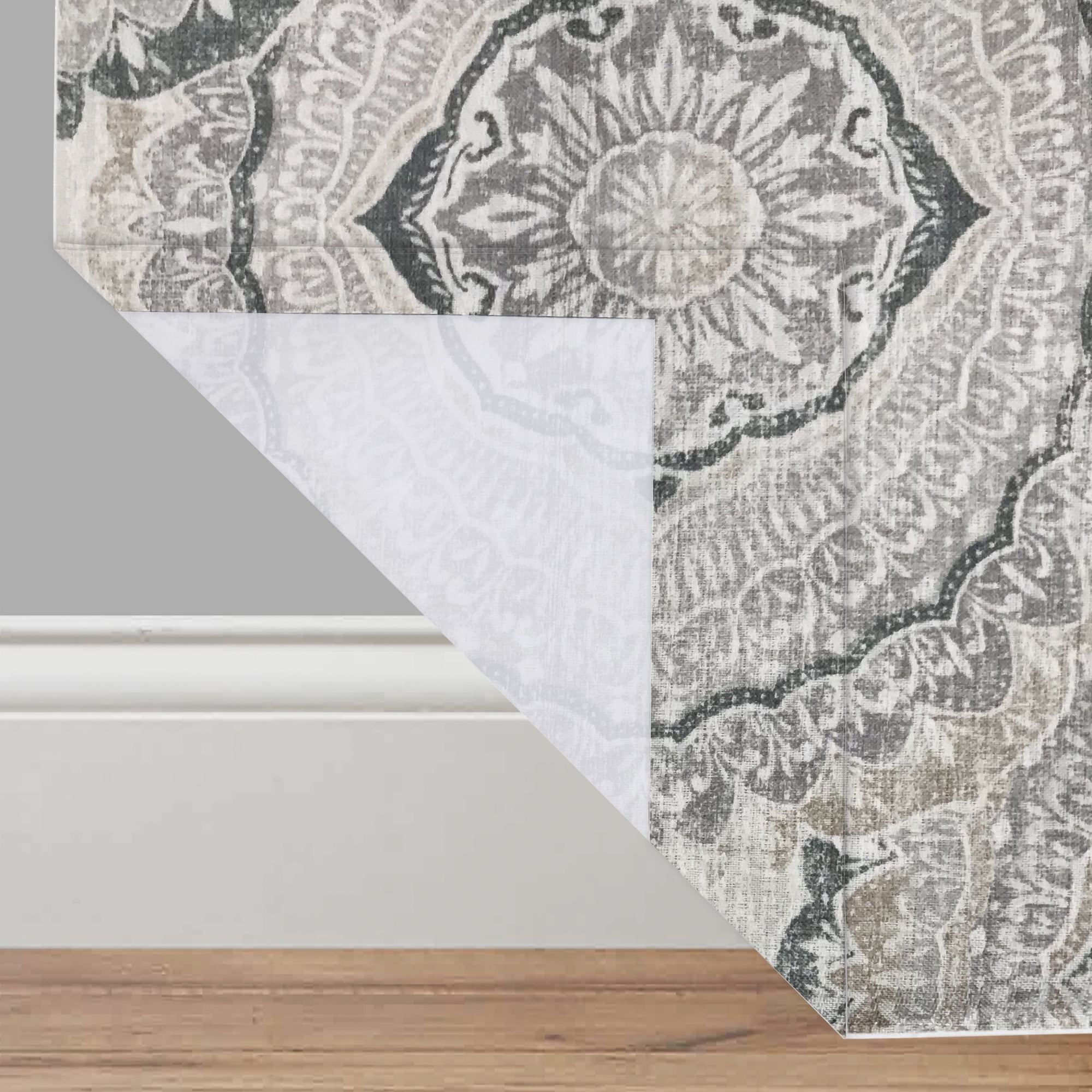 Eclipse Draft Stopper Room Darkening Fleece Lined Rod Pocket, Single Curtain Panel, Charcoal Medallion, 42" W x 63" L