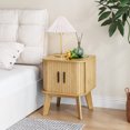 thumbnail image 4 of Pusnapku Bedside Table, 21" Fluted Nightstand with Storage and Sliding Door, Wooden Curved End Table, Small Accent Side Desk for Bedroom, Living Room, 4 of 9