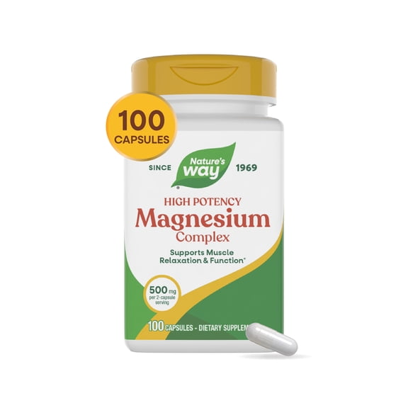 Nature's Way Magnesium Complex, Supports Muscle Relaxation*, Muscle Function*, Promotes a sense of Calm*, Magnesium Citrate and Oxide, 100 Capsules