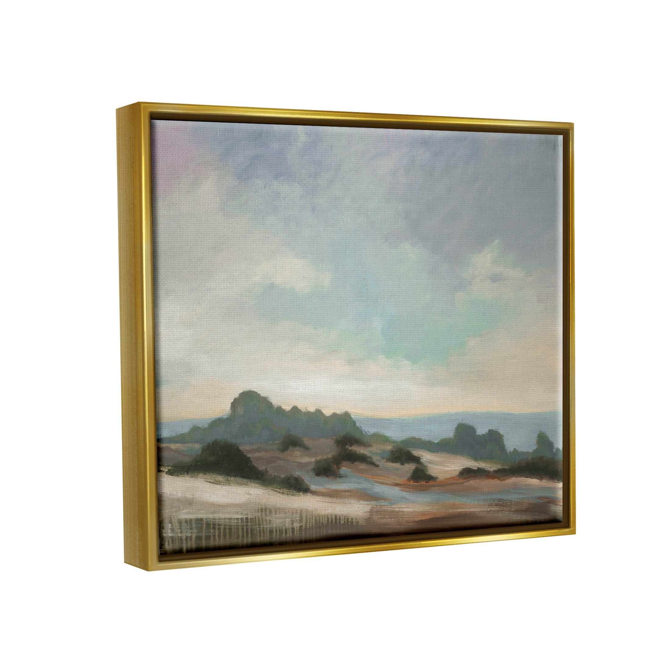 Stupell Industries Distant Ocean Landscape Scenery Painting Metallic Gold Floating Framed Canvas Print Wall Art, Design by Liz Jardine