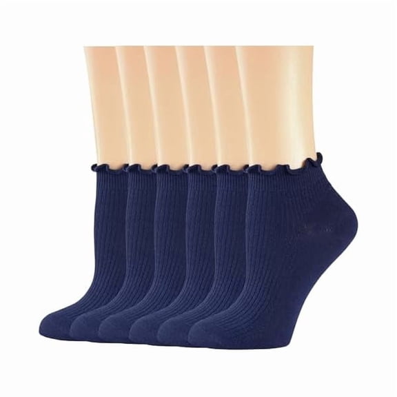 Eryueer Womens Ankle Ruffle Socks Casual Cotton Frilly Breathable Cute Knit Lettuce Trim No Show Socks 6 Pack