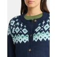 thumbnail image 4 of Time and Tru Women's Fair Isle Cardigan Sweater, Midweight, Size XS-XXXL, 4 of 5